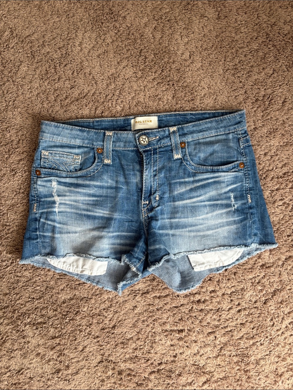 Big Star Maddie Light Blue Distressed Denim Cutoff Shorts